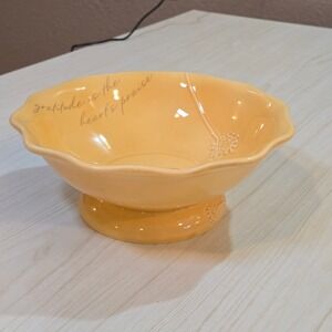 Blessings Unlimited Ever Grateful Medium Footed Server Bowl Yellow Ceramic 80330